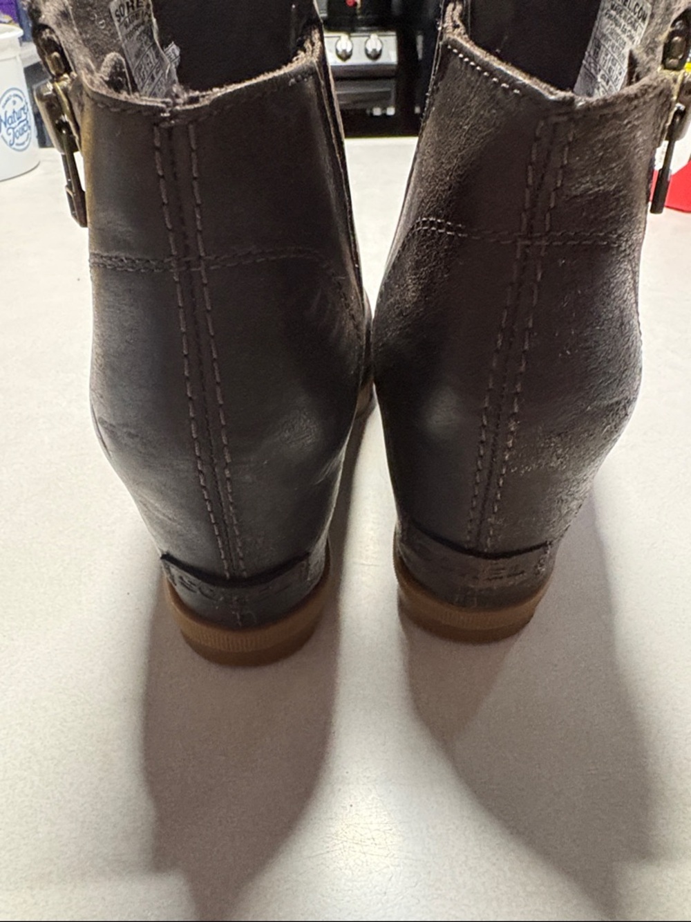 Sorel Chocolate Leather Ankle Booties with Tan Lug Sole - Picture 4 of 8